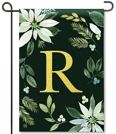 Poinsettia Joy Mono R Garden Flag