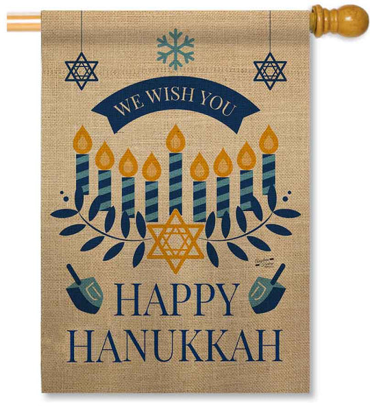 Wish You a Happy Hanukkah House Flag