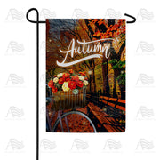 Autumn Night Bike Ride Garden Flag