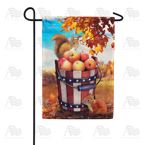 Fall Squirrels With Apple Bounty Garden Flag
