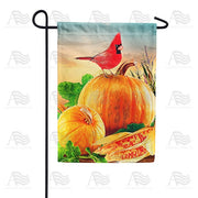 Cardinal On Pumpkin Garden Flag