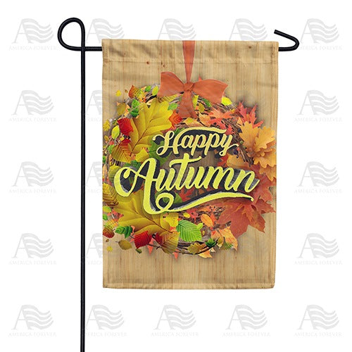 Happy Autumn Wreath Garden Flag