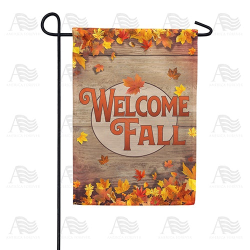 Welcome Fall Wood Panel Garden Flag