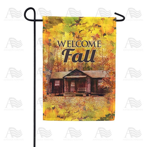Fall Cabin Seclusion Garden Flag