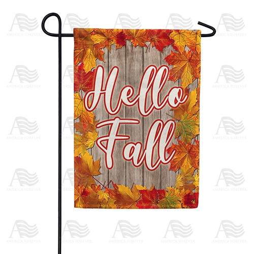 Hello Fall Leaf Border Garden Flag