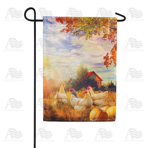 Chickens Forage For Insects Garden Flag