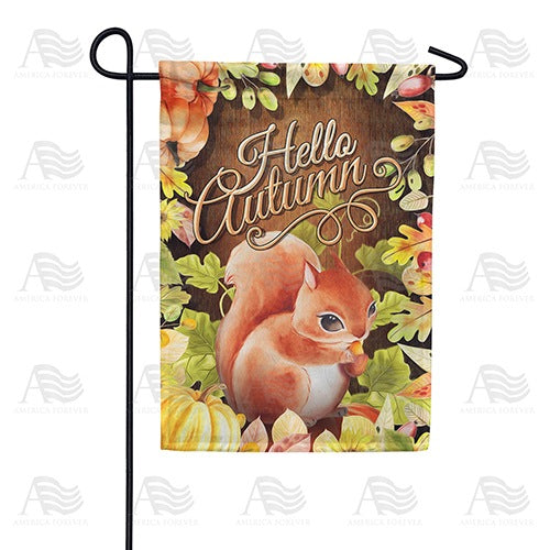 Hello Autumn Squirrel Garden Flag