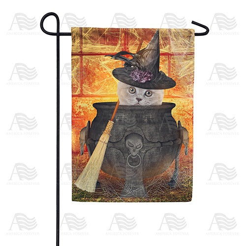 Cat In Cauldron Garden Flag