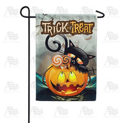 Cat In Pumpkin Bucket Garden Flag