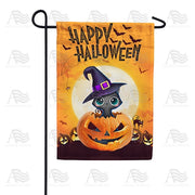 Kitty In Pumpkin Garden Flag