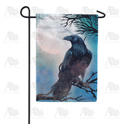 Raven In Moonlight Garden Flag