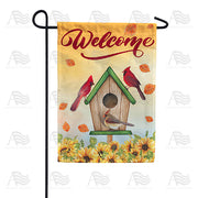 Fall Cardinal Family Garden Flag