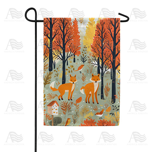 Foxes In Fall Forest Garden Flag