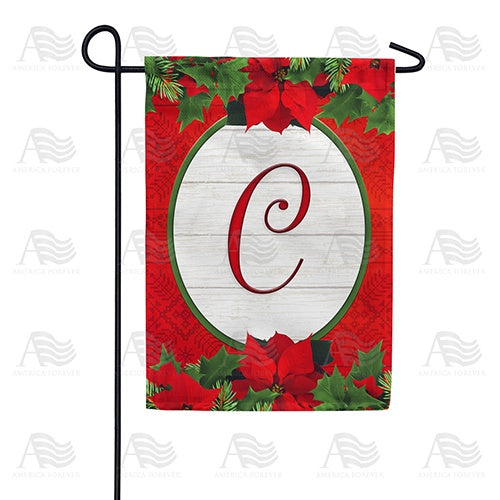 Red Poinsettia - Monogram C Garden Flag