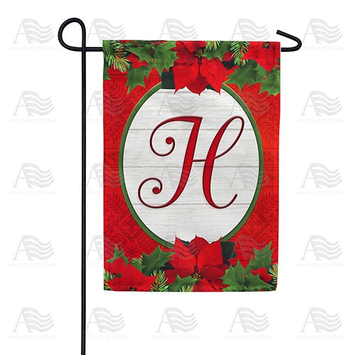 Red Poinsettia - Monogram H Garden Flag