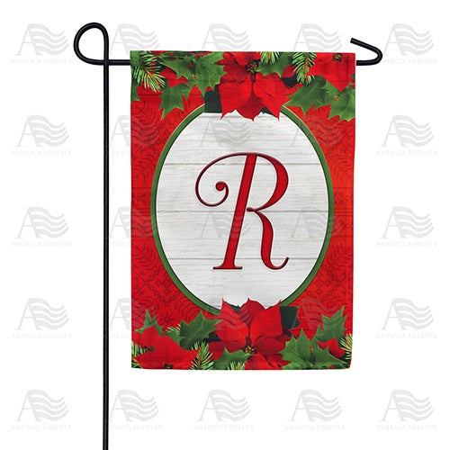 Red Poinsettia - Monogram R Garden Flag