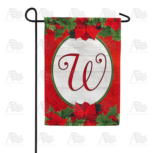 Red Poinsettia - Monogram W Garden Flag