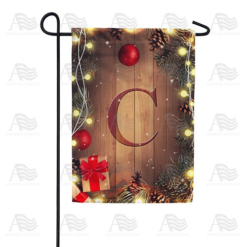 Wood Panel Lights - Monogram C Garden Flag