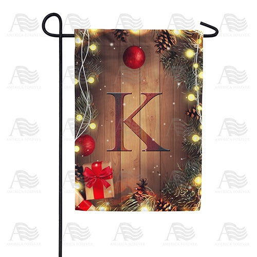 Wood Panel Lights - Monogram K Garden Flag