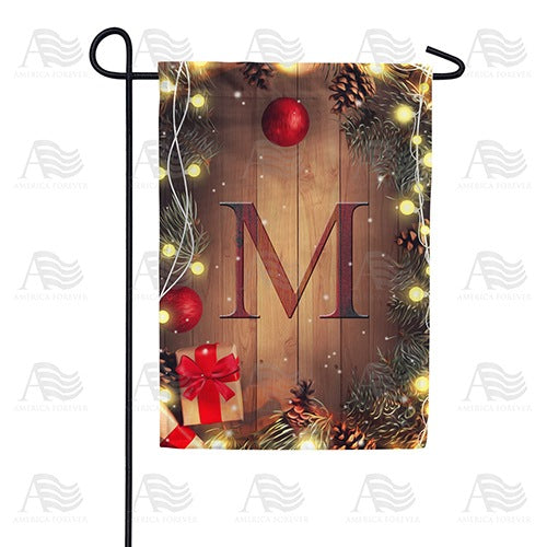 Wood Panel Lights - Monogram M Garden Flag