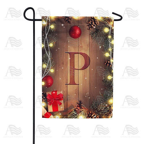 Wood Panel Lights - Monogram P Garden Flag