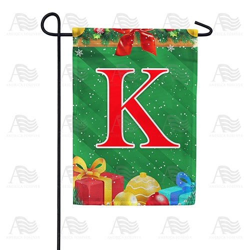 Merry Christmas - Monogram K Garden Flag