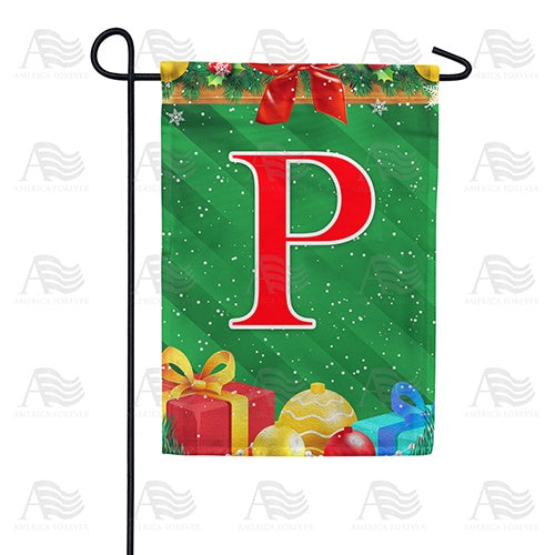 Merry Christmas - Monogram P Garden Flag