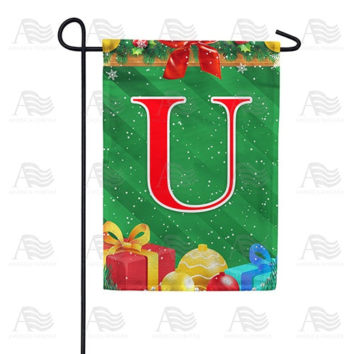 Merry Christmas - Monogram U Garden Flag