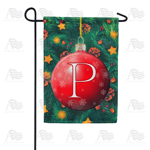 Christmas Ball - Monogram P Garden Flag