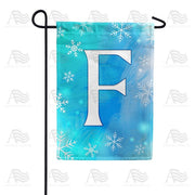 Snowflakes Monogram F Garden Flag