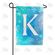 Snowflakes Monogram K Garden Flag