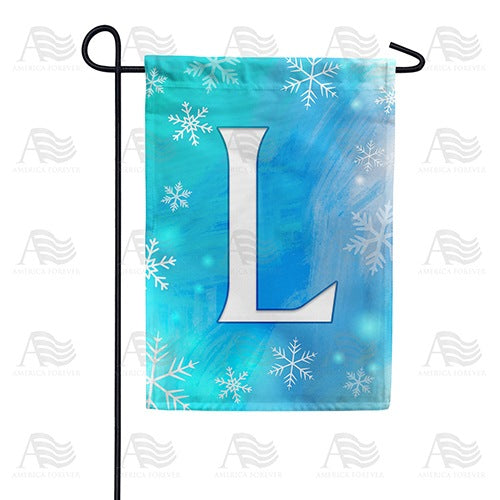 Snowflakes Monogram L Garden Flag