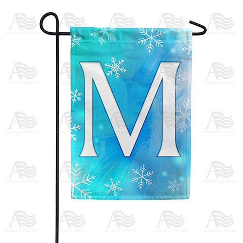 Snowflakes Monogram M Garden Flag