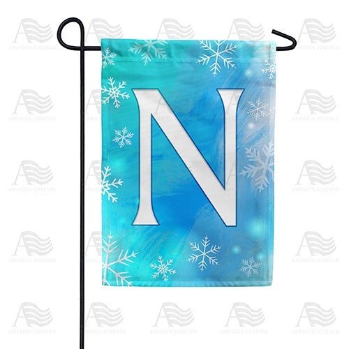 Snowflakes Monogram N Garden Flag