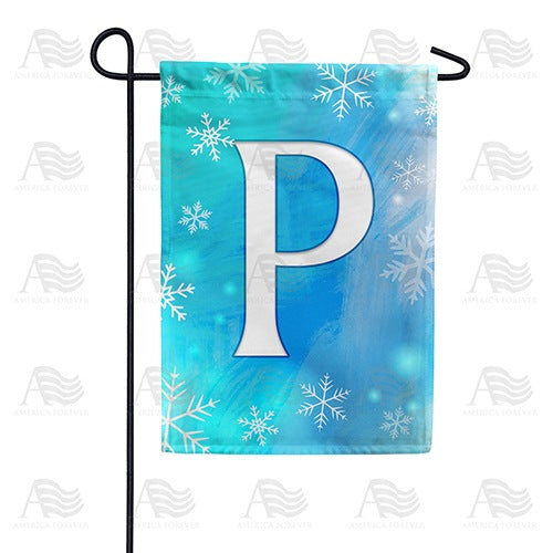 Snowflakes Monogram P Garden Flag