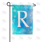 Snowflakes Monogram R Garden Flag