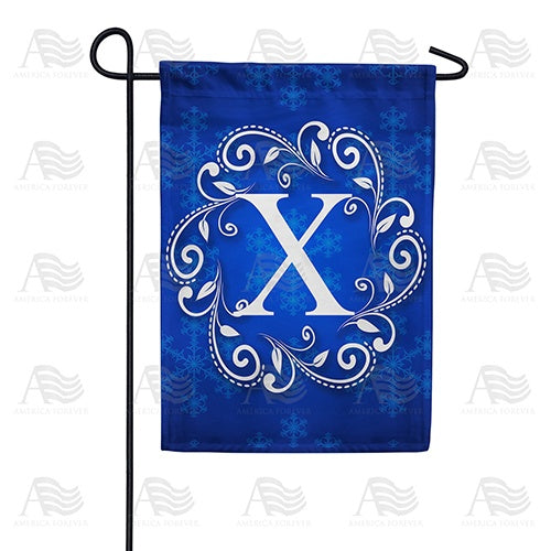 Royal Blue Winter Monogram Garden Flag