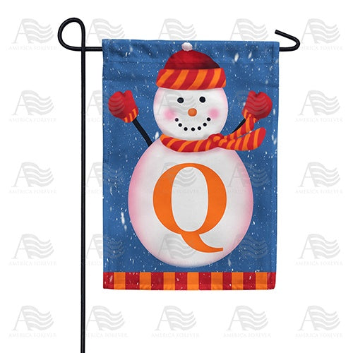 Snowman Monogram Q Garden Flag