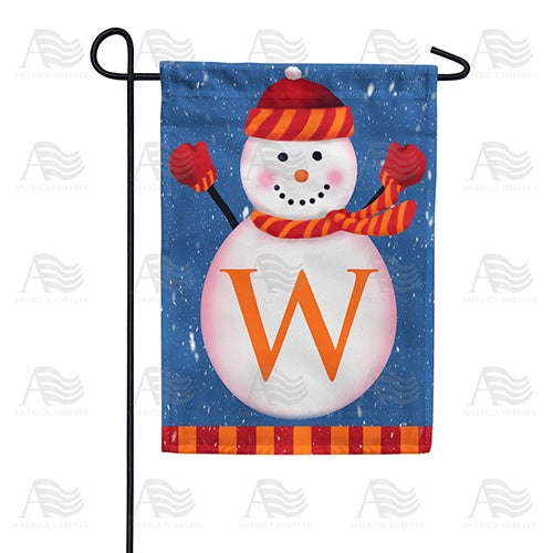 Snowman Monogram W Garden Flag