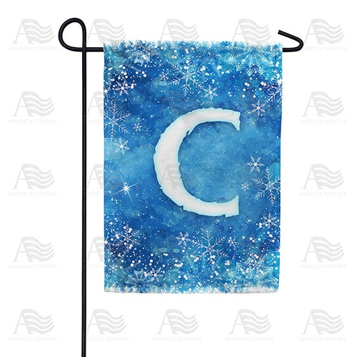 Icy Snowflakes Monogram C Garden Flag