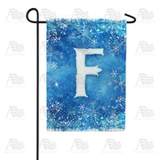 Icy Snowflakes Monogram F Garden Flag