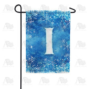 Icy Snowflakes Monogram I Garden Flag