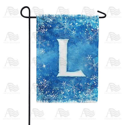 Icy Snowflakes Monogram L Garden Flag