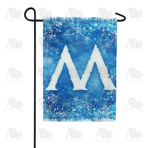 Icy Snowflakes Monogram M Garden Flag