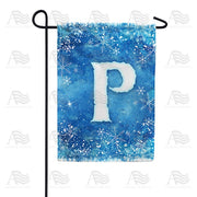 Icy Snowflakes Monogram P Garden Flag