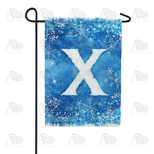 Icy Snowflakes Monogram X Garden Flag