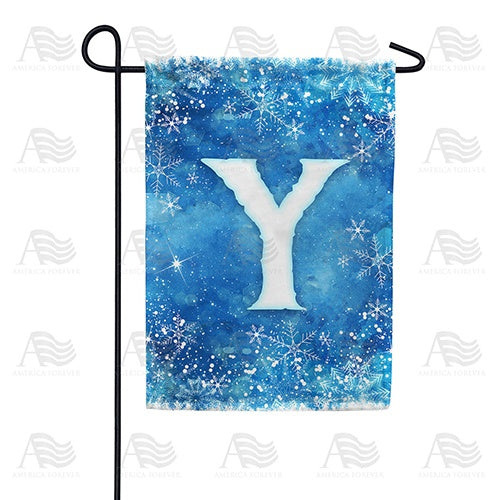 Icy Snowflakes Monogram Y Garden Flag