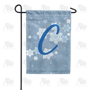 Blue Winter Monogram C Garden Flag
