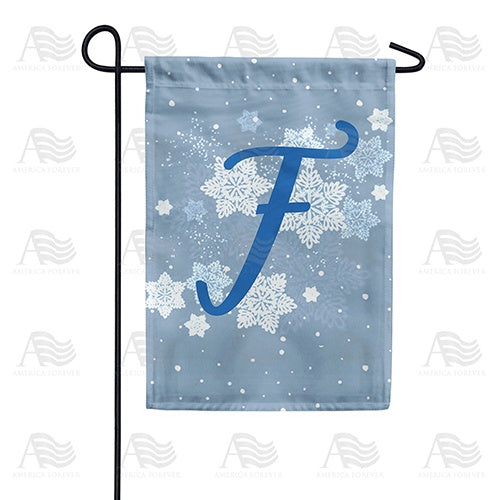 Blue Winter Monogram F Garden Flag