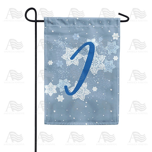 Blue Winter Monogram I Garden Flag